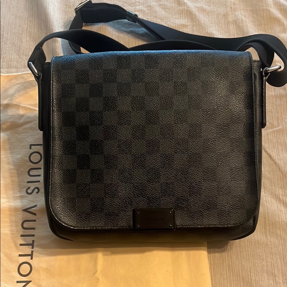 Louis Vuitton Black District PM Messenger Bag with Signature Damier Design